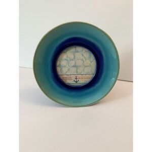 Shoreline Collection Round Teal Blue Green Ceramic Picture Frame Crackle Glaze